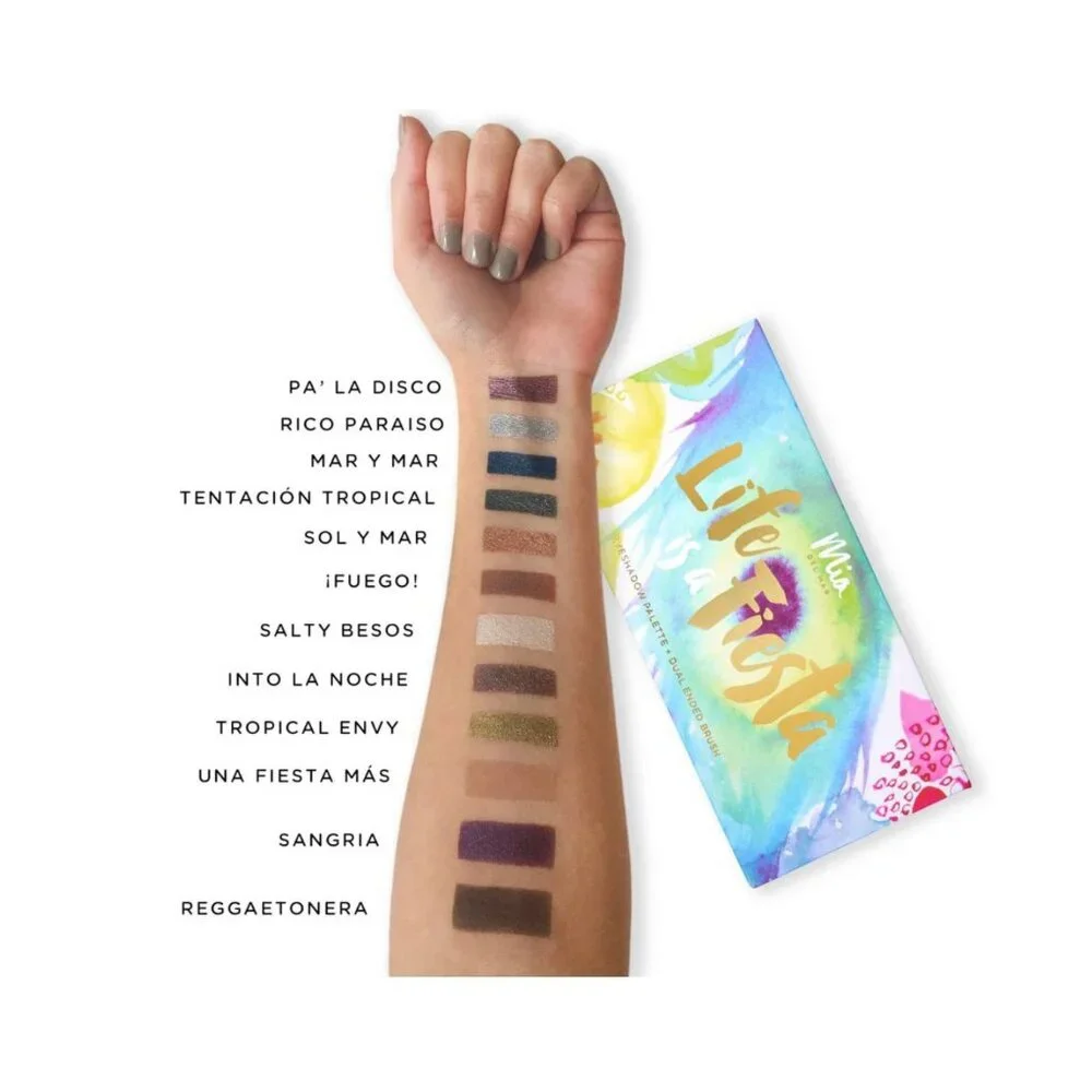 NEW Mia de Mar Life is a Fiesta Eyeshadow Palette Dual Brush Vegan Festival